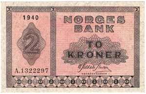 2 kroner 1940 A.1322297. Kv.0/01