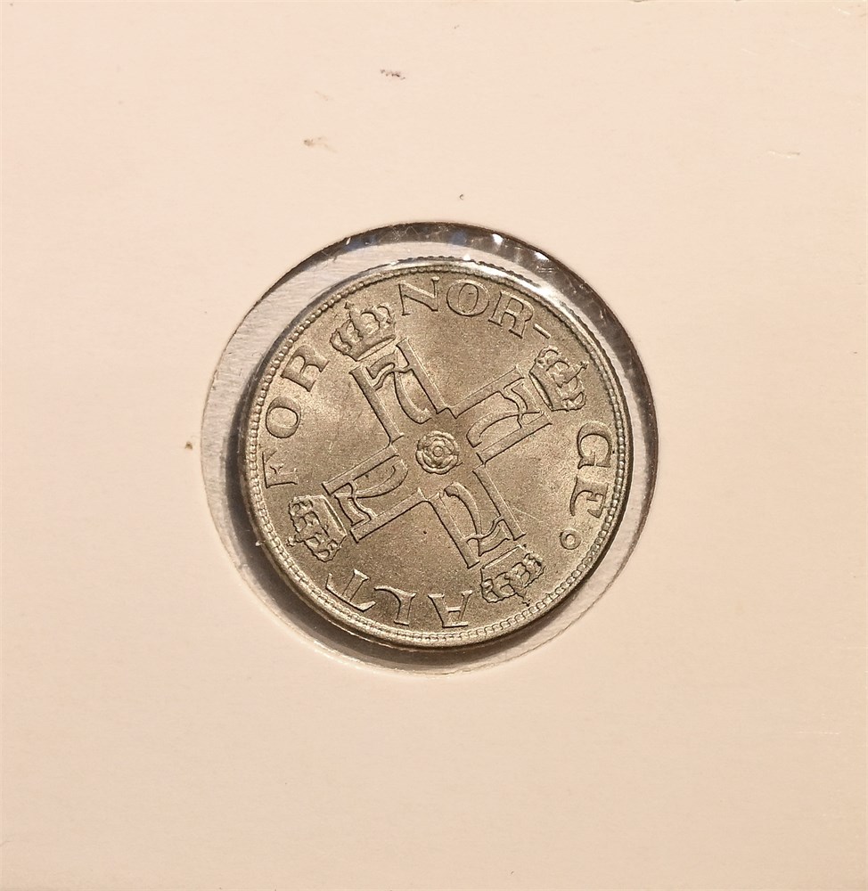 Norge 50 øre 1920 uten hull kv. 01
