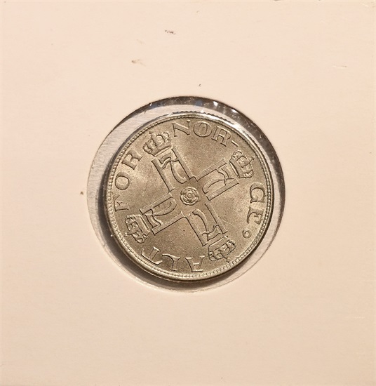 Norge 50 øre 1920 uten hull kv. 01