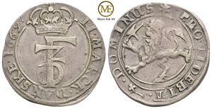 2 mark 1669 Frederik III. Kv.1+