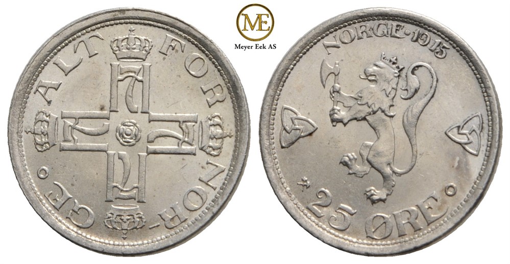 25 øre 1915 Haakon VII. Kv.0