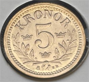 Sverige 5 kroner 1899 gull Kv.0