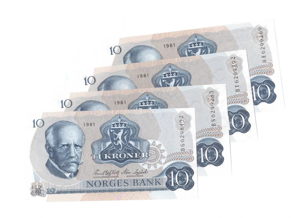 Norge 10 kroner 1981 BG,BS,BT og BÆ i kv. 0