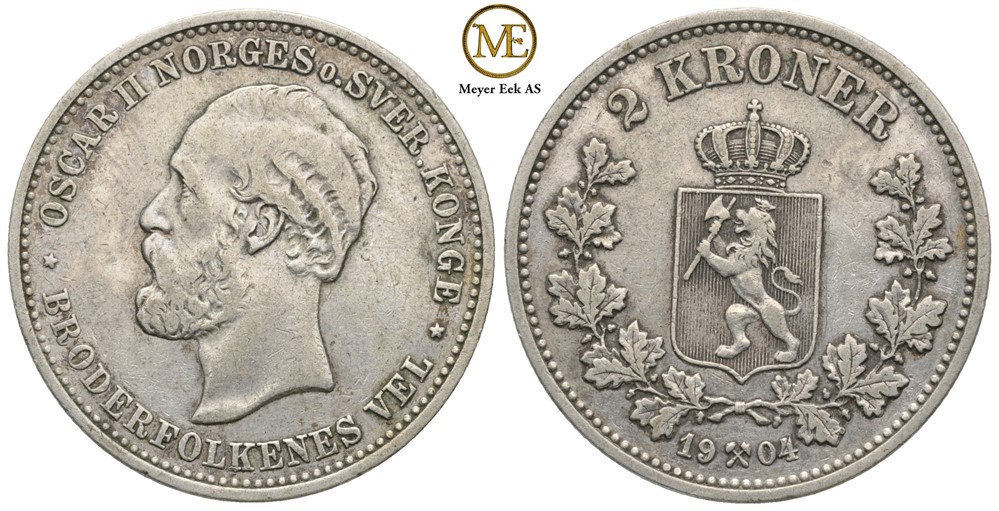 2 kroner 1904 Oscar II. Kv.1