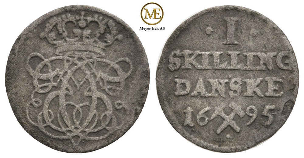 Skilling 1695 Christian V. Kv.1/1+
