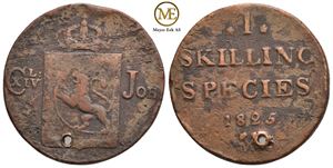 1 skilling 1825 Carl XIV Johan. Kv.1-