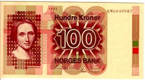 100 kroner 1977 QM erstatning Kv.0/01