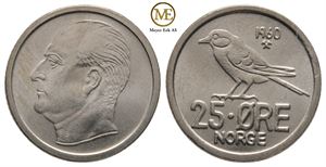 25 øre 1960 Haakon VII. Kv.0