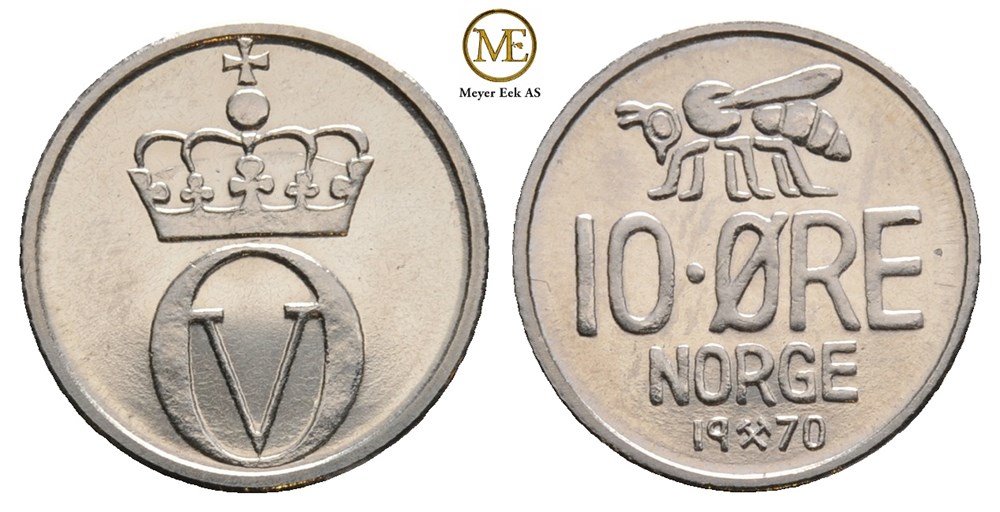 10 øre 1970 Olav V. Prakteksemplar