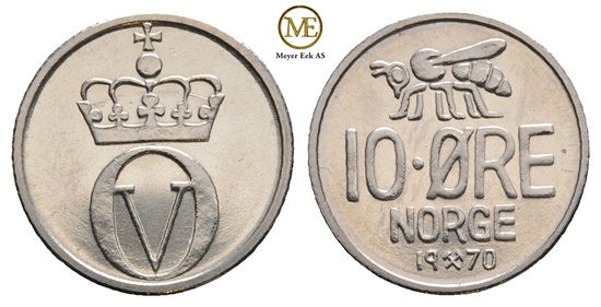 10 øre 1970 Olav V. Prakteksemplar