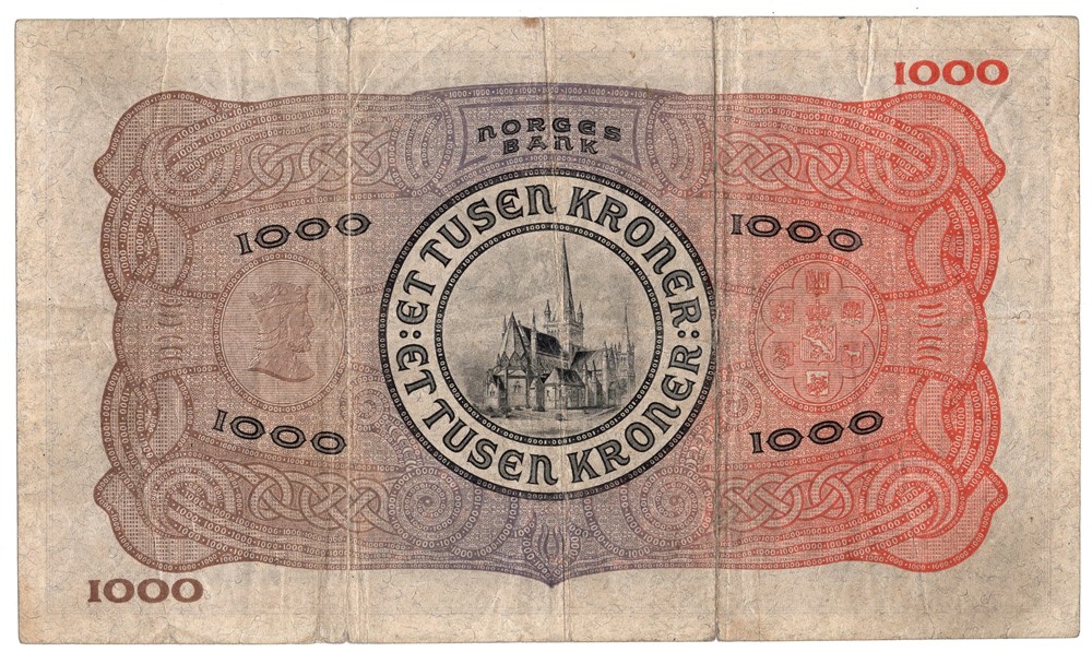 1000 kroner 1936 A.0471432. SSS-seddel. Kv.1-