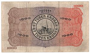 1000 kroner 1936 A.0471432. SSS-seddel. Kv.1-