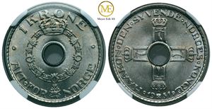 1 krone 1951 Haakon VII. MS 66. Kv.0