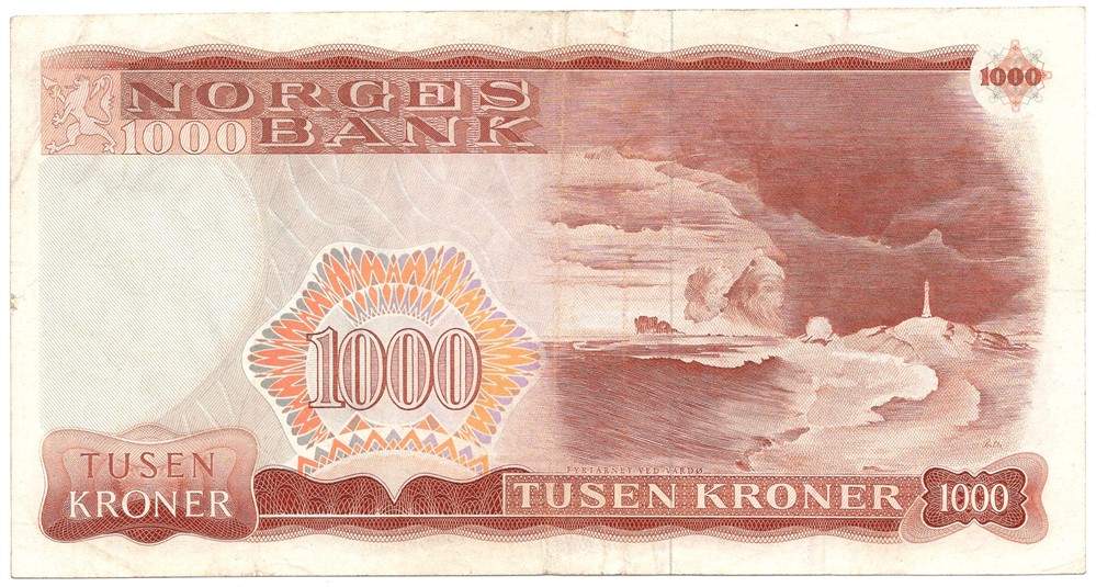 1000 kroner 1978 Z.0033425 erstatningsseddel. Kv.1