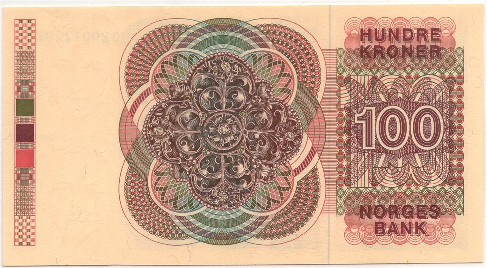 100 kroner 1977 QE erstatningsseddel. Kv.0