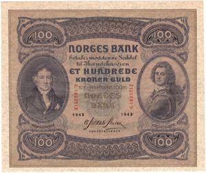 100 kroner 1943 C.1833213. Kv.1+/01