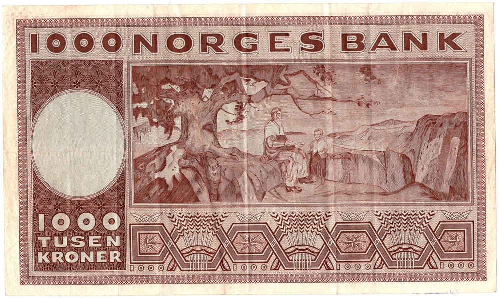 1000 kroner 1974 G.2010668 erstatningsseddel. Kv.1/1+