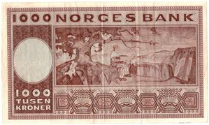 1000 kroner 1974 G.2010668 erstatningsseddel. Kv.1/1+