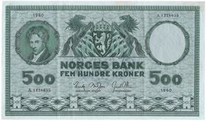 500 kroner 1960 A.1228655. Kv.01