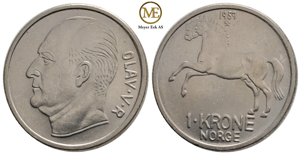 1 krone 1959 Olav V. Kv.0