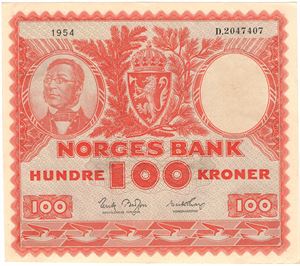 100 kroner 1954 D.2047407. Kv.01