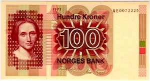 100 kroner 1977 QE erstatning Kv.0