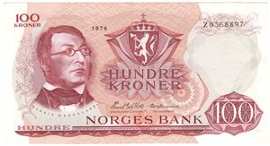 100 kroner 1976 Z.0368897. Erstatningsseddel. Kv.01