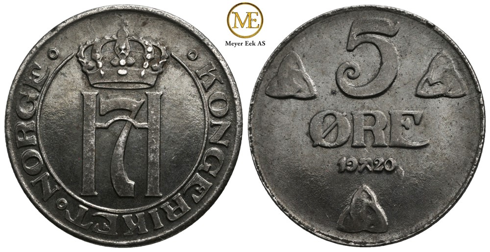 5 øre 1920 Haakon VII. Kv.0