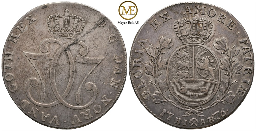 Speciedaler 1776 Christian VII. Kv.1+