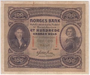 100 kroner 1937 B.1836944. Kv.1/1+