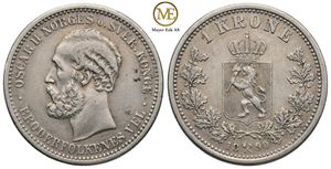 1 krone 1890 Oscar II. Kv.1+/01