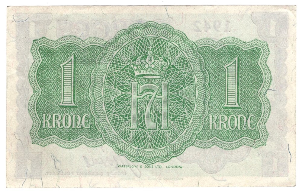 1 krone 1942 London utg. A.641659. Kv.01