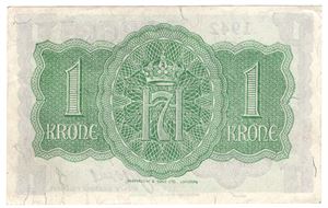1 krone 1942 London utg. A.641659. Kv.01