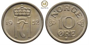 10 øre 1952 Haakon VII. Kv.0