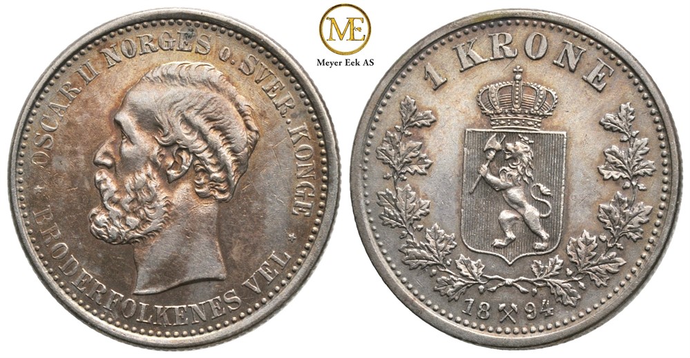 1 krone 1894 Oscar II. Kv.1+/01