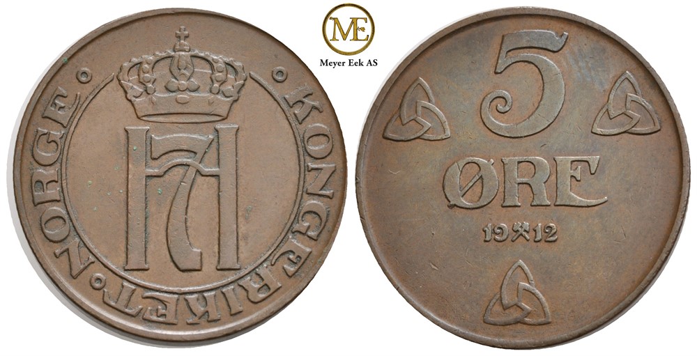 5 øre 1912 Haakon VII. Kv.01