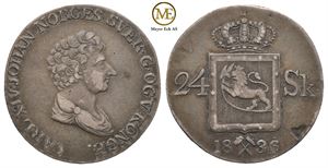 24 skilling 1836 Carl XIV Johan. Kv.1+