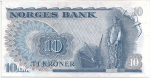 10 kroner 1972 QI erstatningsseddel. Kv.0