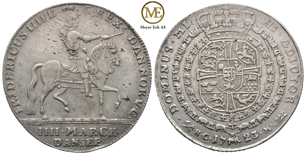 4 mark 1723 Frederik IV. Kv.1+/01
