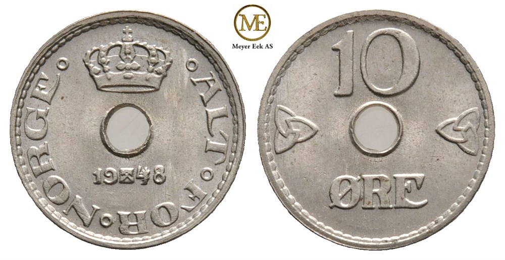 10 øre 1948 Haakon VII. Kv.0