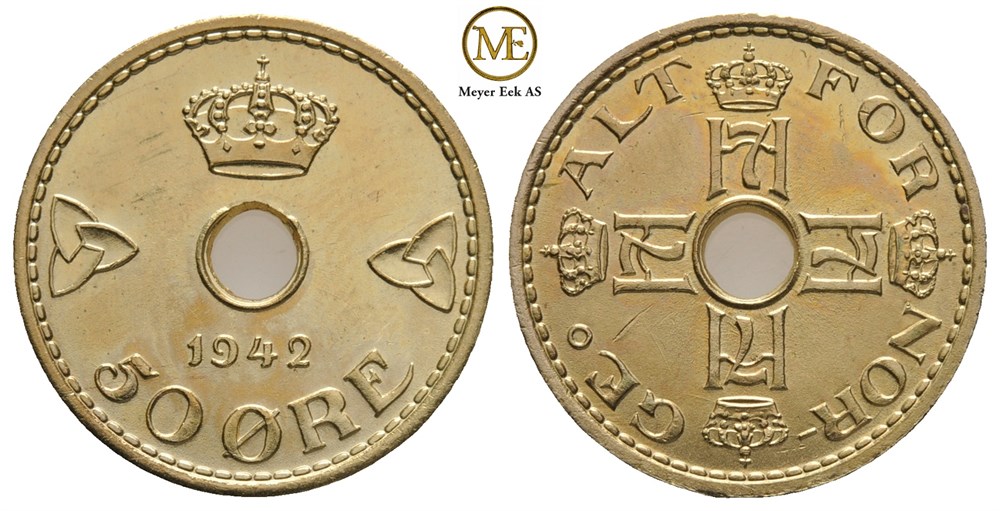 50 øre 1942 Haakon VII. London utgaven. Kv.0