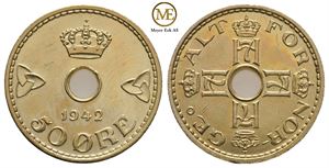 50 øre 1942 Haakon VII. London utgaven. Kv.0