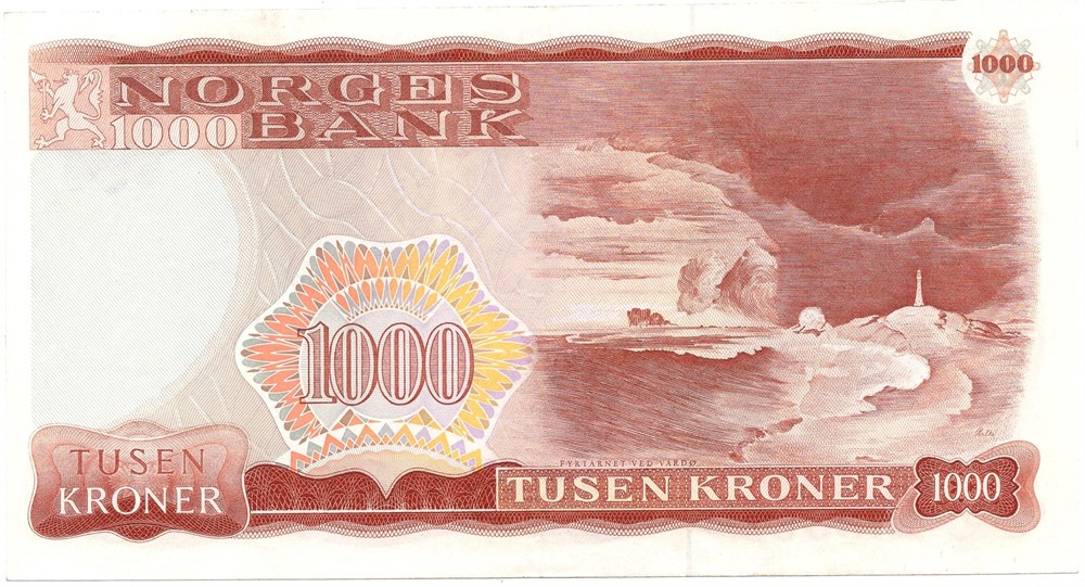 1000 kroner 1985 Z.0172877 erstatningsseddel. Kv.1+/01