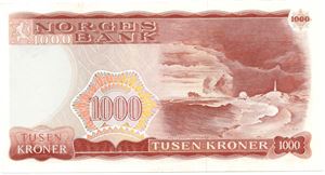 1000 kroner 1985 Z.0172877 erstatningsseddel. Kv.1+/01