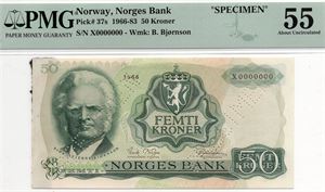 50 kroner 1966 X. Specimen. AU 55