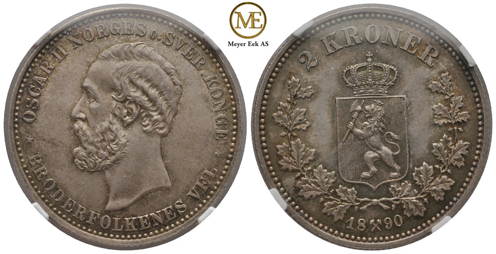 2 kroner 1890 Oscar II. Kv.0