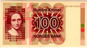 100 kroner 1977 HL erstatning Kv.0