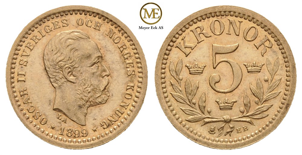5 kronor 1899 Oscar II. Kv.0/01