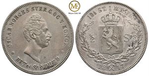 1/2 speciedaler 1847 Oscar I. Kv.01