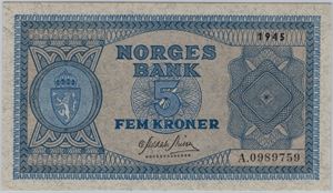 5 kroner 1945 A.0989759. 65 EPQ